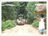 Road Roller at work in M& B of link road from Upper Gasuapara to Lower Gasuapara